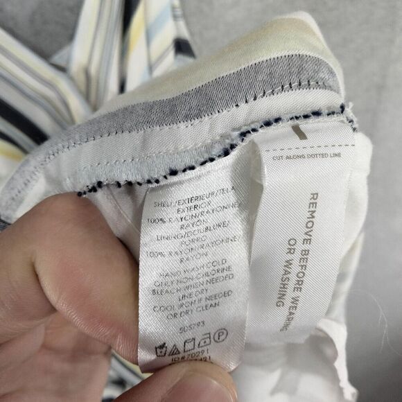 LOFT Plus Tank Dress Womens Size 16 Yellow Blue Striped Lined Belted V-Neck - Picture 6 of 14